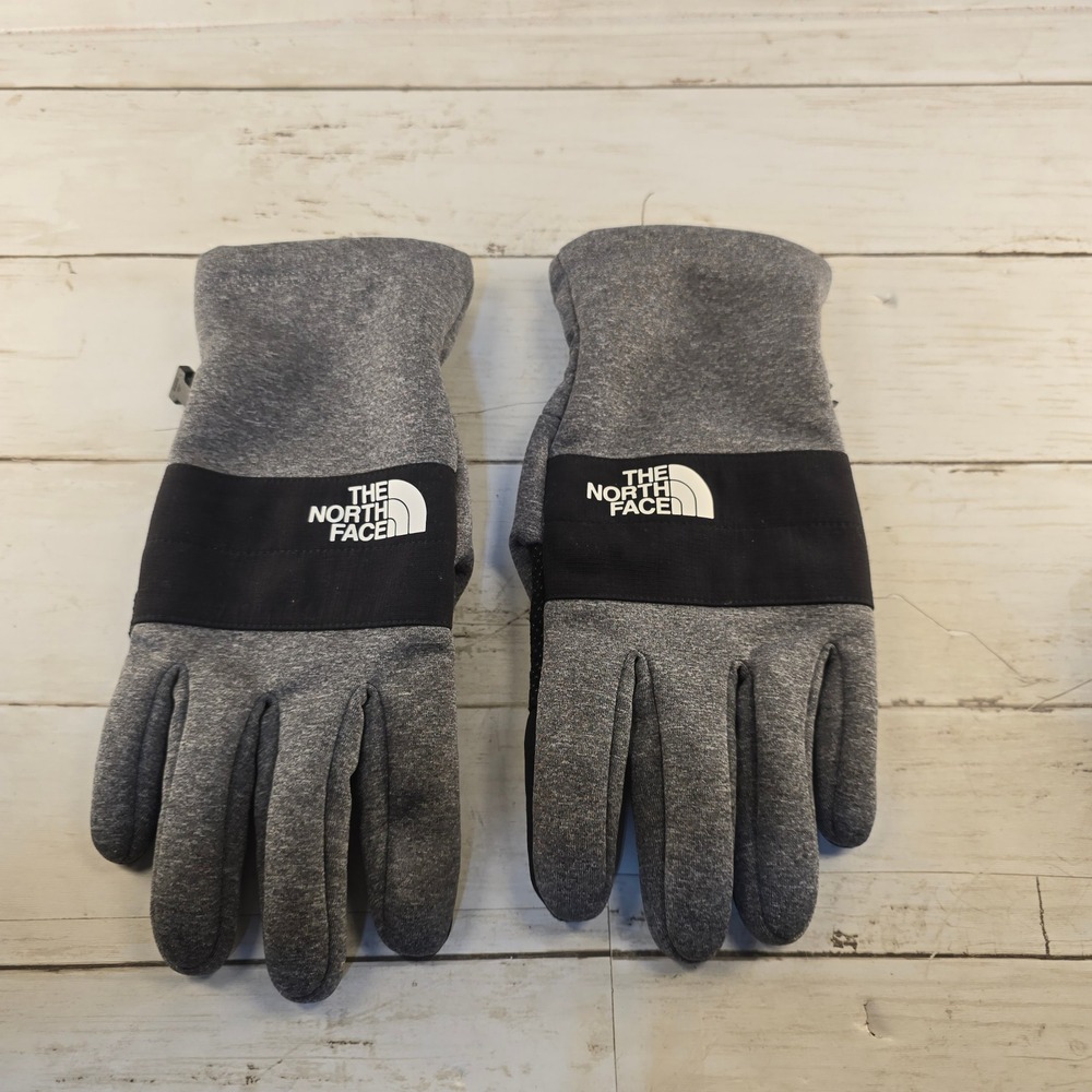 The North Face Etip Fleece Gloves Gray Black Touchscreen Winter Mens Womens L